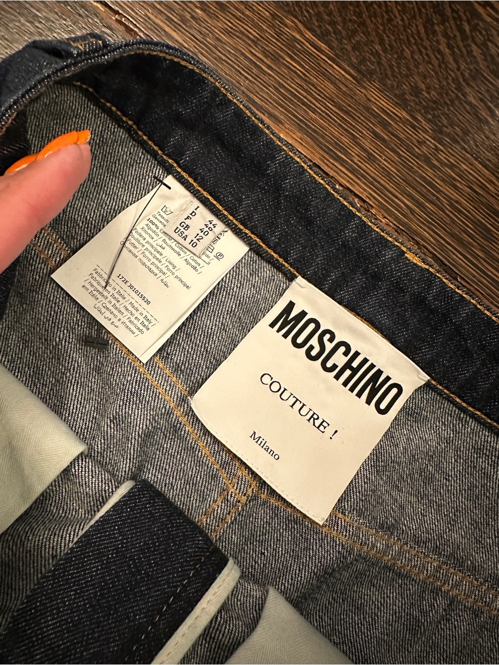 Moschino Dark Blue Statues and Angels Denim Mini Skirt - Picture 3 of 8
